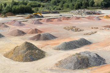 Stockyard of sands, pebbles and aggregates near Le Havre, France