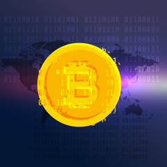 bitcoin currency symbol digital vector background