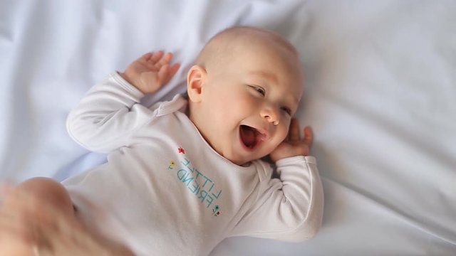 Happy Baby on white background, sound included