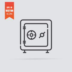 Safe icon in flat style isolated on grey background.