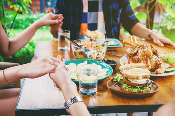 Group of people Celebrating Thanksgiving Holiday Tradition Holiday