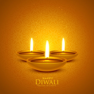 luxury diwali festival background with diya lamps