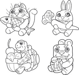 cartoon cute animals set of images