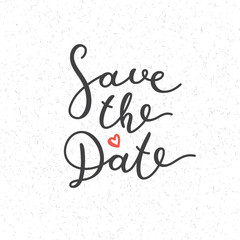 save the date lettering, vector handwritten text on white paper texture
