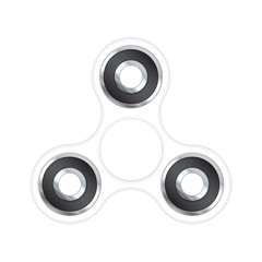 Hand fidget spinner. White color. Anti stress toy. Isolated on white background