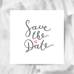 save the date lettering, vector handwritten text on watercolor texture