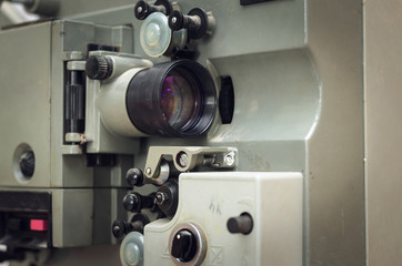 Old retro film projector close up.