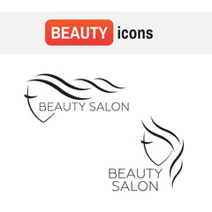 beauty salon logo. Beautiful woman vector logo template for hair salon
