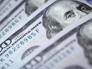 Macro image of a new bill dollar.