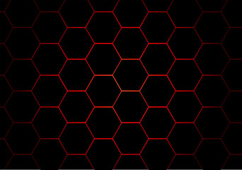 Abstract black hexagon red line pattern design modern futuristic background vector illustration.