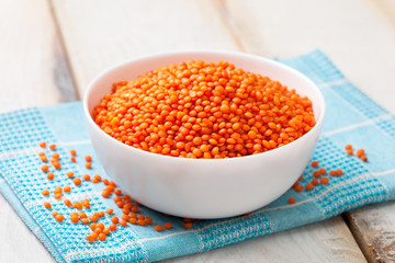 red lentils in a white bowl