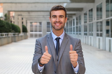 Businessman expressing consent close up 
