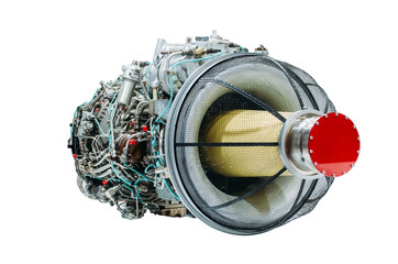 Jet engine helicopter, turbine isolated white background