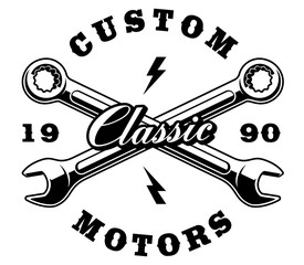 crossed wrenches on white background