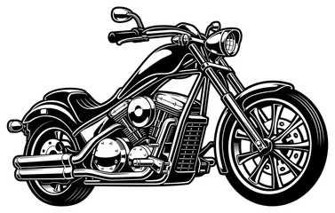 Vintage monochrome motorcycle on white bakcground © Harry Kasyanov