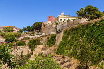 Fototapeta na wymiar Cagliari, Sardinia, Italy. Fortification of the old fortress