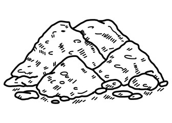 soil / cartoon vector and illustration, black and white, hand drawn, sketch style, isolated on white background.