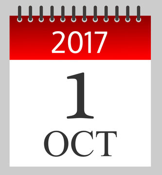 1 October 2017 - Daily Calendar- illustration - Vector