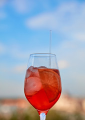 Cocktail Aperol. Aperol Spritz is an cocktail consisting of prosecco, aperitif and soda water. Beautiful orange cocktail