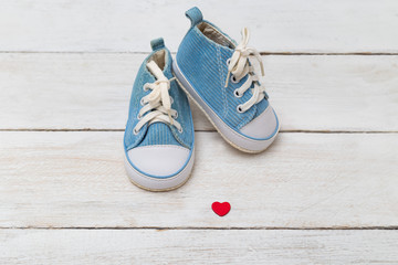 Kids shoes for a little boy with heart