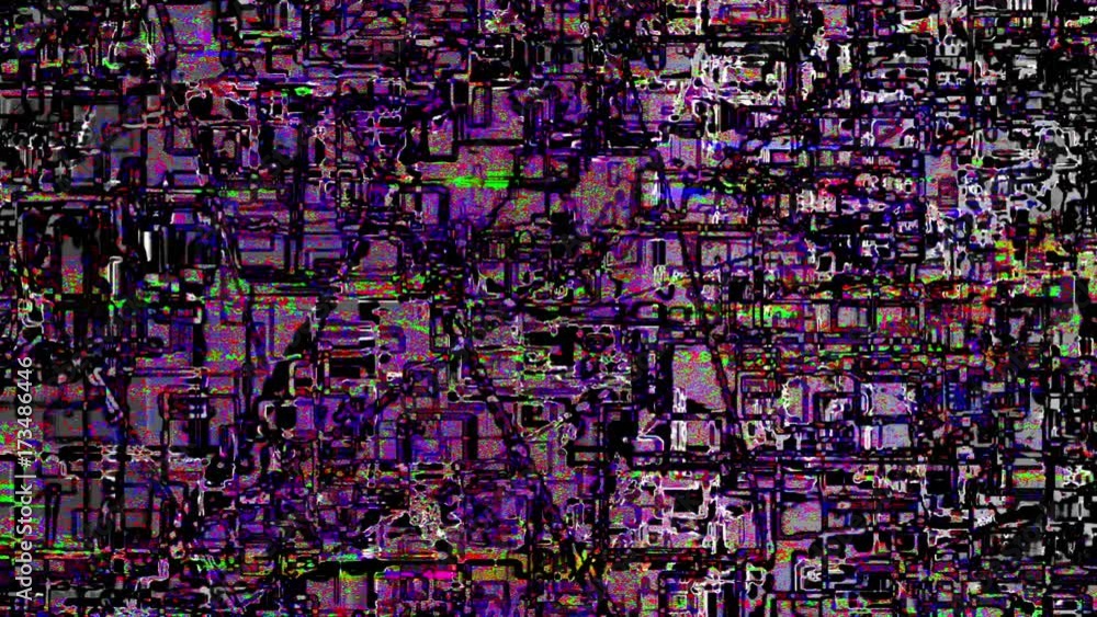 Poster glitch datamosh noise colored geometrical distorted error animation background