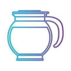 rounded glass jar recipient of coffee with handle gradient color silhouette from blue to purple vector illustration