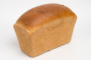 Loaf of rye bread isolated on white