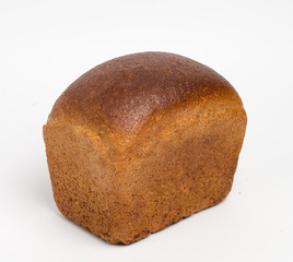 Loaf of rye bread isolated on white