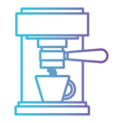 coffee espresso machine front view gradient color silhouette from blue to purple vector illustration