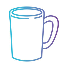 tubular mug of coffee with handle gradient color silhouette from blue to purple vector illustration