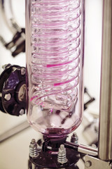 Laboratory chemical machine with moving red liquid