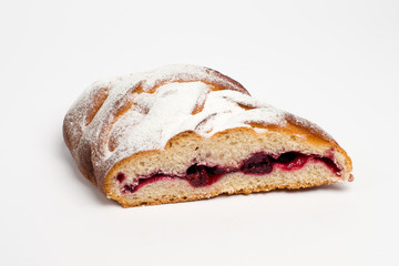 Swiss roll closeup isolated on a white background
