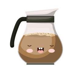 rounded glass jar of coffee with handle colorful kawaii silhouette vector illustration