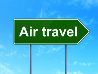 Travel concept: Air Travel on road sign background