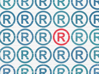 Law concept: registered icon on wall background