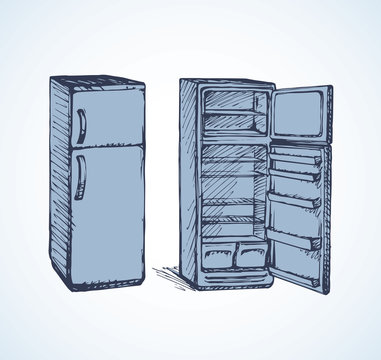 Fridge. Vector Drawing