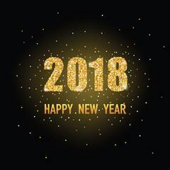 Happy New Year Golden Glitter Greeting Card for your Invitation, Brochure, Posters, Banners, Calendar in vector