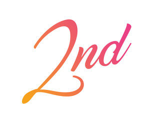 Gradient pink to orange isolated hand writing word second