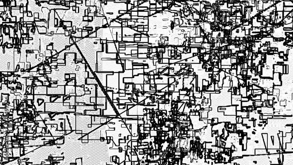 Poster glitch datamosh noise black and white geometrical distorted animation background