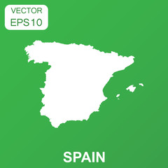 Spain map icon. Business concept Spain pictogram. Vector illustration on green background.