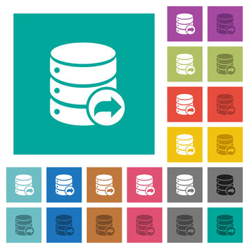 Database transaction commit square flat multi colored icons