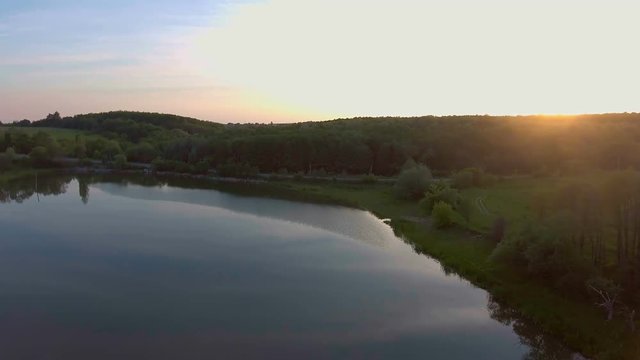 Aerial drone video at sunset.