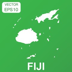 Fiji map icon. Business concept Fiji pictogram. Vector illustration on green background.