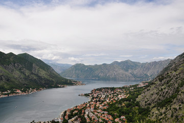 Panoramic view of Kotor and bay of Kotor, Adriatic coastline, Montenegro