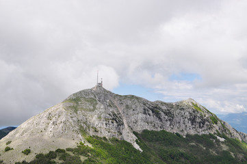 The weather station on top of the white cliffs high in the mountains, Montenegro