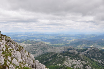 Fototapeta na wymiar Mountain landscape before a summer rain. Panoramic view of Montenegro
