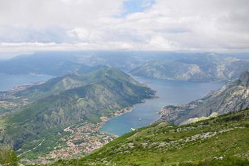 Panoramic view of Kotor and bay of Kotor, Adriatic coastline, Montenegro