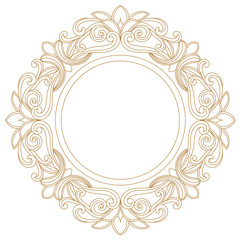 Golden vintage border frame engraving with retro ornament pattern in antique baroque style decorative design. Vector