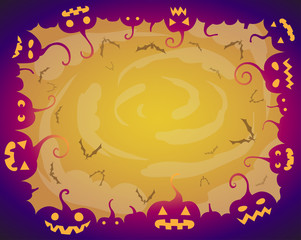 Fototapeta premium Pumpkin frame for Halloween greeting card