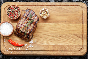 steak dipped on charcoal